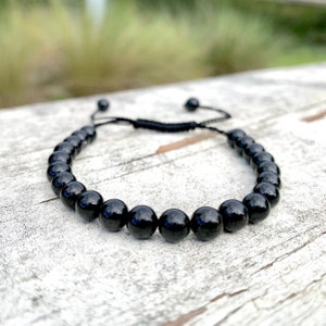 Black Tourmaline Crystal Bracelet: Personalized, 6mm, 8mm and 10mm Beads