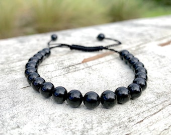 Black Tourmaline Crystal Bracelet: Personalized, 6mm, 8mm and 10mm Beads