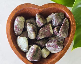 Rubellite Tumble Stones, Natural Pink Tourmaline in Quartz