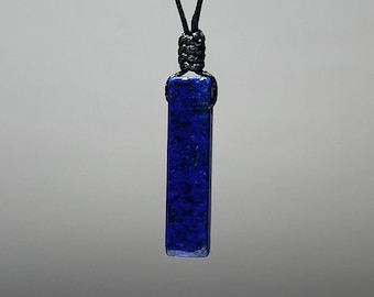 Lapis Lazuli Pendant Necklace, Handmade Crystal Cord Necklace