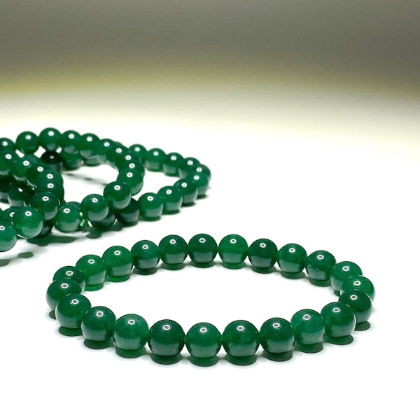 Green Jade Crystal Bracelet, Jade Gemstone Beaded Bracelet