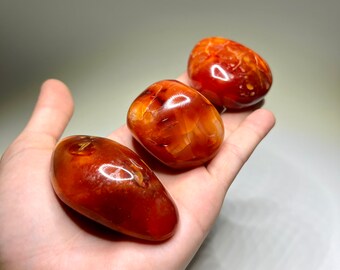 Large Carnelian Palm Stone - Madagascar