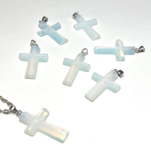 Opalite Crucifix Pendant Necklace, Opalite Cross Crystal Pendant with a Free Chain image 9