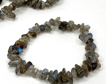 Labradorite Crystal Bracelet, Labradorite Gemstone Chips Bracelet