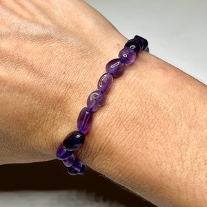 Amethyst Kristall Perlen Armband: 6 mm Edelstein, Positive Energie