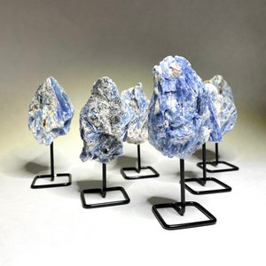 Raw Blue Kyanite Crystal Cluster on Stand image 8