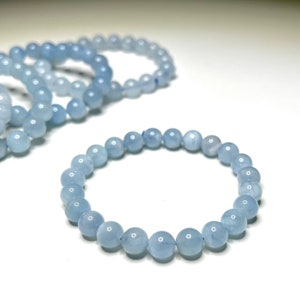 Aquamarine Crystal Bracelet, Aquamarine Gemstone Beaded Bracelet