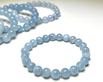 Aquamarine Crystal Bracelet, Aquamarine Gemstone Beaded Bracelet