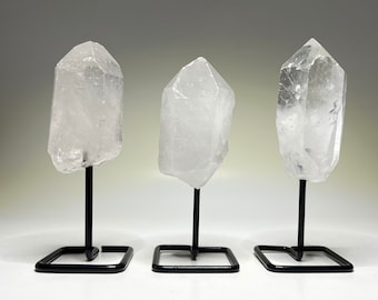 Clear Quartz Crystal Points on Stand