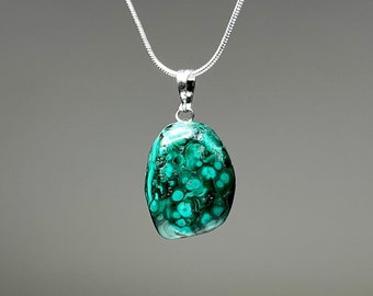 Malachite Tumbled Pendant with Free Chain