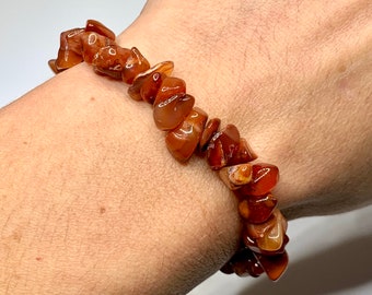 Carnelian Crystal Bracelet: Gemstone Chips Beaded Bracelet