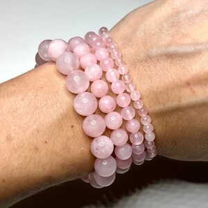 Rose Quartz Crystal Bracelet, Rose Quartz Gemstone Beaded Bracelet image 6