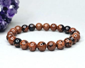 Mahogany Obsidian Crystal Beaded Bracelet