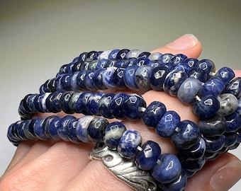 Sodalite Crystal Bracelet, Handmade Gemstone Faceted Beaded Bracelet
