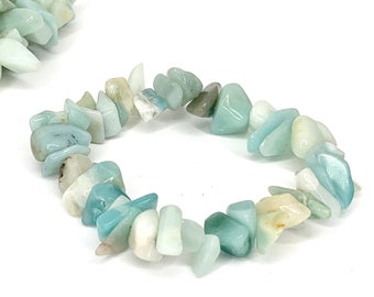 Amazonite Crystal Chips Bracelet, Amazonite Gemstone Beaded Bracelet