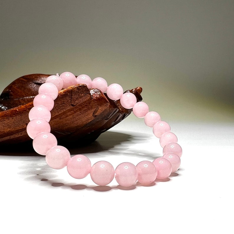 Rose Quartz Crystal Bracelet, Rose Quartz Gemstone Beaded Bracelet image 5