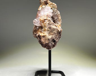 Natural Pink Amethyst Crystal Geode on Stand