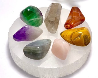 Chakra Stone Set with Selenite Charging Station