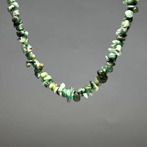 Emerald Chip Gemstone Necklace: Long 36 Inch Crystal Strand