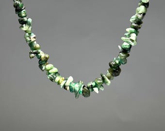 Emerald Long Gemstone Necklace, Emerald 36 Inch Long Crystal Necklace