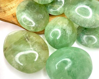Green Fluorite Palm Stone, Large Polished Crystals from Madagascar