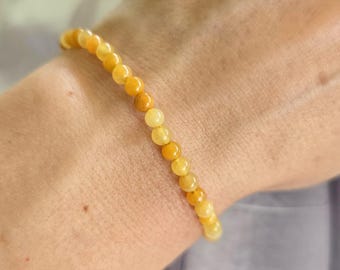 Yellow Aventurine Crystal Bracelet, 4mm Gemstone Beaded Bracelet