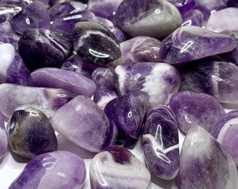 Chevron Amethyst Tumbled Stones