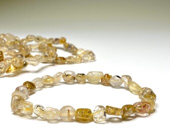 Rutilated Quartz Crystal Bracelet, Rutilated Quartz Gemstone Bracelet