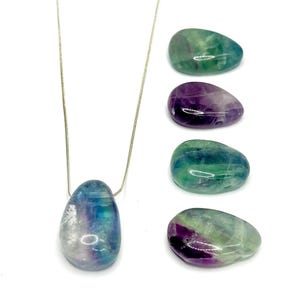 Collier en cristal de fluorite arc-en-ciel, pendentif en pierre précieuse en fluorite avec chaîne de 18 po.