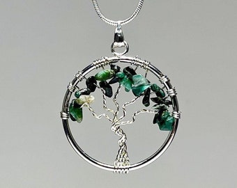 Emerald Tree of Life Pendant with Free Chain