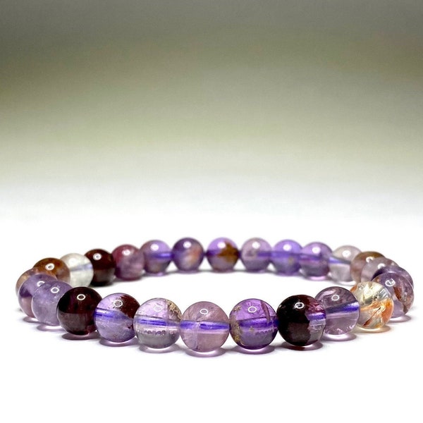 Amethyst Super Seven Crystal Bracelet, Amethyst Gemstone Super Seven Beaded Bracelet