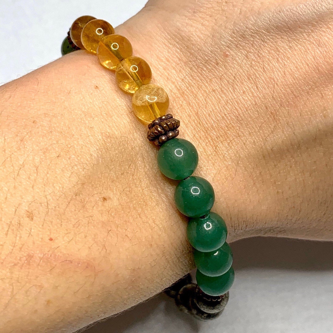 Citrine Pyrite Jade and Green Aventurine Crystal Bracelet - Main Image