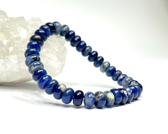 Sodalite Rondelle Beaded Bracelet, Sodalite Gemstone Rondelle Beaded Bracelet