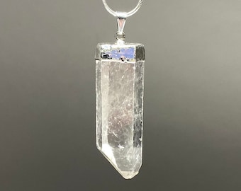 Quartz Crystal Necklace, Quartz Point Gemstone Pendant with Chain