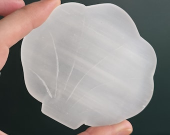 Moroccan Selenite Crystal Charging Bowl - Hand Carved White Selenite Tray