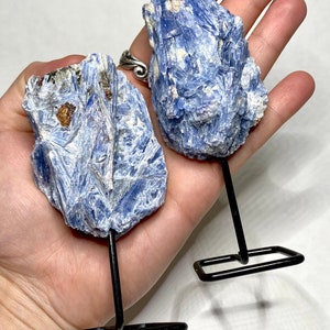 Raw Blue Kyanite Crystal Cluster on Stand image 4
