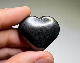 Shungite Crystal Heart Charm, Shungite Stone Puffy Hearts