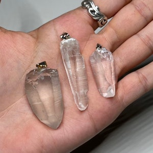 Lemurian Quartz Pendant Necklace, Lemurian Quartz Crystal Point with Free Chain image 10