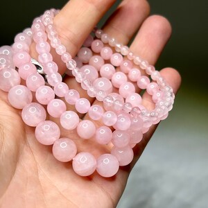 Rose Quartz Crystal Bracelet, Rose Quartz Gemstone Beaded Bracelet image 4