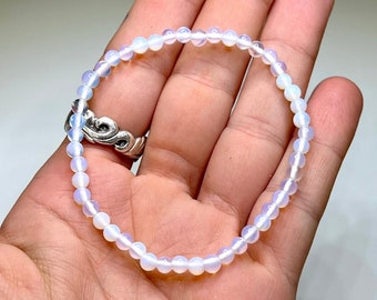 Opalite Bead Stretch Bracelet, 4mm Opalite Bead Gemstone Bracelet