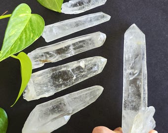 Lemurian Clear Quartz Crystal Points, Raw Natural Crystals from Brazil
