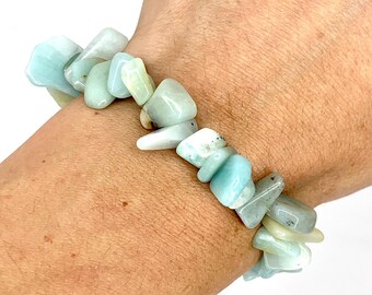 Amazonite Crystal Chip Bracelet: Gemstone Beaded Jewelry