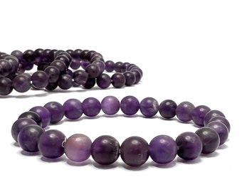 Amethyst Crystal Bracelet, Gemstone Matte Beaded Bracelet
