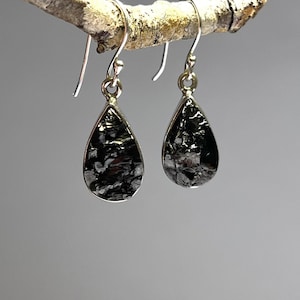 Elite Shungite Dangle Earrings, Sterling Silver Shungite Gemstone Dangle Earrings