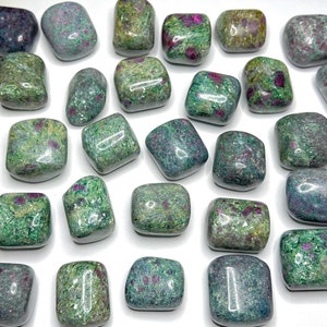 Ruby in Fuchsite with Kyanite Tumbled Stones