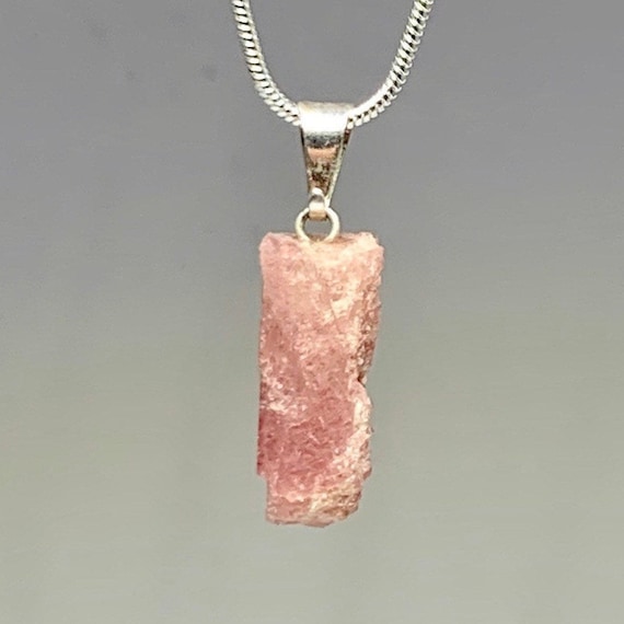 Pink tourmaline crystal necklace clearance