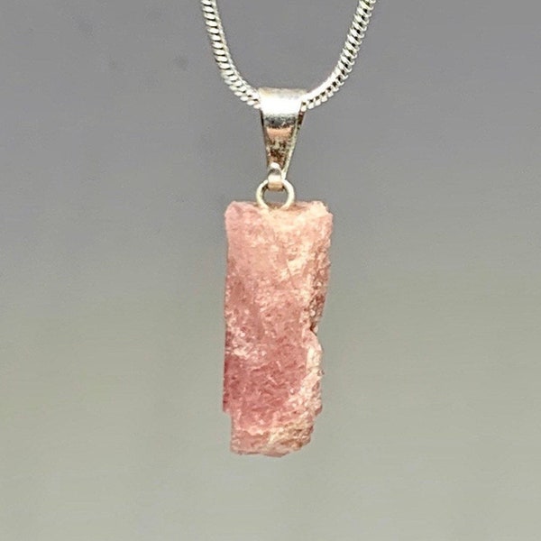 Pink Tourmaline Crystal Necklace, Raw Tourmaline Pendant Necklace with Chain