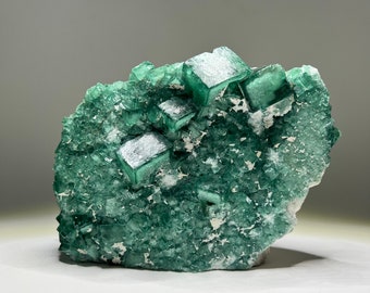 Green Fluorite Cluster with Cut Base