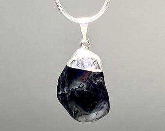Black Tourmaline Tumbled Pendant Necklace