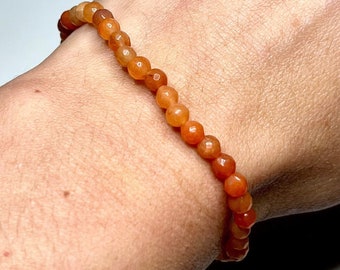 Minimalist Honey Onyx Gemstone Bracelet - 4mm Crystal Beads